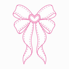 pink ribbon bow icon over white background. colorful design. vector illustration
