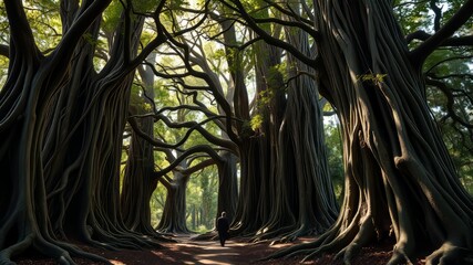 Sacred Grove Enchantment: Ancient Trees, Mystical Atmosphere