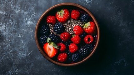 Fresh Strawberries and Blueberries in Bowl