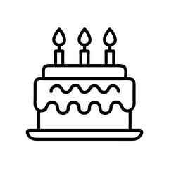 birthday cake with candles icon, birthday cake with candles line art - simple line art of birthday cake with candles, perfect for birthday cake with candles logos and icons and themed design 