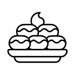 choux pastry icon, choux pastry line art - simple line art of choux pastry, perfect for choux pastry logos and icons and themed design 