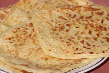 A close-up of the traditional Moroccan flatbread known as msemmen or msemen