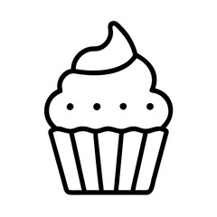 frosted cupcake icon, frosted cupcake line art - simple line art of frosted cupcake, perfect for frosted cupcake logos and icons and themed design 