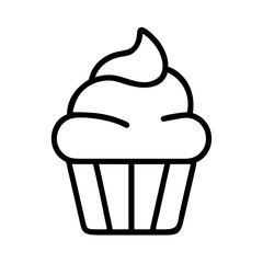 frosted cupcake icon, frosted cupcake line art - simple line art of frosted cupcake, perfect for frosted cupcake logos and icons and themed design 