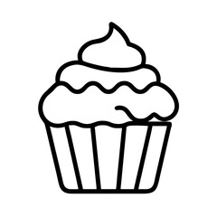 frosted cupcake icon, frosted cupcake line art - simple line art of frosted cupcake, perfect for frosted cupcake logos and icons and themed design 
