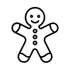 gingerbread man icon, gingerbread man line art - simple line art of gingerbread man, perfect for gingerbread man logos and icons and themed design 