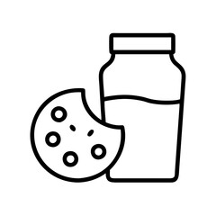 milk and cookies icon, milk and cookies line art - simple line art of milk and cookies, perfect for milk and cookies logos and icons and themed design 