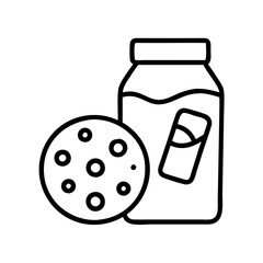 milk and cookies icon, milk and cookies line art - simple line art of milk and cookies, perfect for milk and cookies logos and icons and themed design 