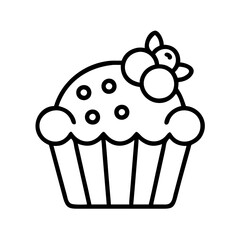 muffin with berries icon, muffin with berries line art - simple line art of muffin with berries, perfect for muffin with berries logos and icons and themed design 