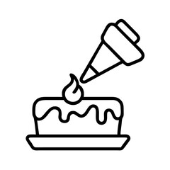 piping frosting on cake icon, piping frosting on cake line art - simple line art of piping frosting on cake, perfect for piping frosting on cake logos and icons and themed design 