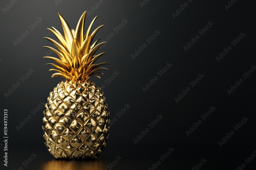 Aufkleber luxurious golden pineapple centerpiece highlighting elegance and style in a minimalist setting. gene
