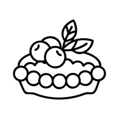 tart with berries icon, tart with berries line art - simple line art of tart with berries, perfect for tart with berries logos and icons and themed design 