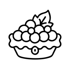 tart with berries icon, tart with berries line art - simple line art of tart with berries, perfect for tart with berries logos and icons and themed design 