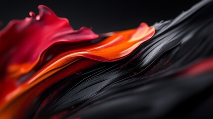 Abstract Red and Black Liquid Swirls: A Digital Painting