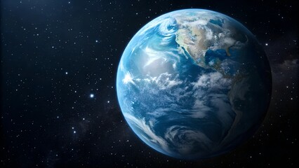 Naklejka premium This image presents a stunning view of Earth from space