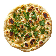 Grilled Flatbread with Fresh Herbs and Spices Isolated on transparent background