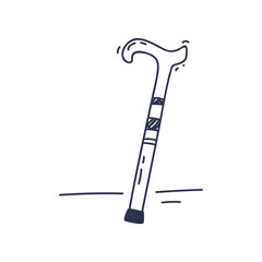 Illustration of a wooden walking stick symbolizing support and mobility.