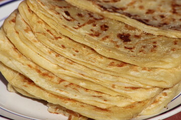 A close-up of the traditional Moroccan flatbread known as msemmen or msemen