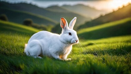Rabbit images, rabbit in the grass, Springtime Rabbit in a Sunlit Garden Scene