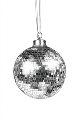 Silver Christmas Ball Isolated on White Background