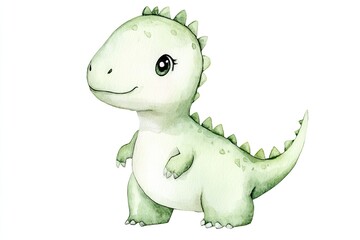 Fototapeta premium Charming little dinosaur with big eyes and playful smile, vibran