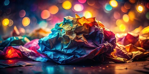 Dark Crumpled Paper Texture Background Double Exposure Stock Photo - Abstract Art