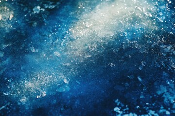 Obraz premium Serene close-up of dew droplets shimmering on a vibrant blue background for nature and wellness enthusiasts