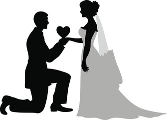 bride and groom silhouettes