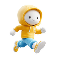 3d icon illustration of an orange astronaut running sport fast wearing blue boots, isolated on a transparent background