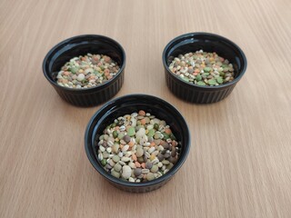 Mix of legumes and barley on the table