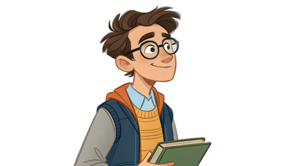 person with a book isolated on white