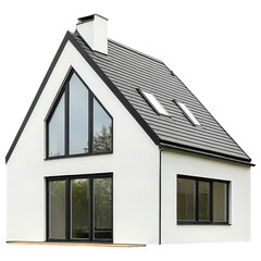 Obraz premium Passive House concept. Modern white house with large windows and a sleek design.