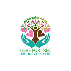 Obraz premium Love For Tree Logo Design