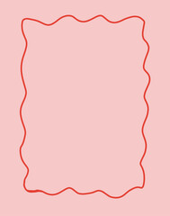 Frame in cute hand drawn style, vector illustration. Coquette border, great for wedding invitation designs or greeting cards. A4 format, frame with waves in whimsical style.