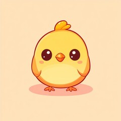 Cute chick illustration, cartoon bird, pastel background, children's book, website design