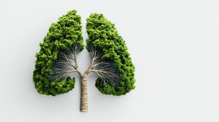 A creative representation of lungs formed by lush green trees, symbolizing the connection between nature and human health.