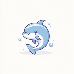 Obraz premium Happy dolphin leaping, ocean background, kids illustration, children's book