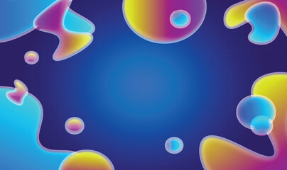 Abstract blue, purple, yellow and green fluid waves Glowing retro wave vector background