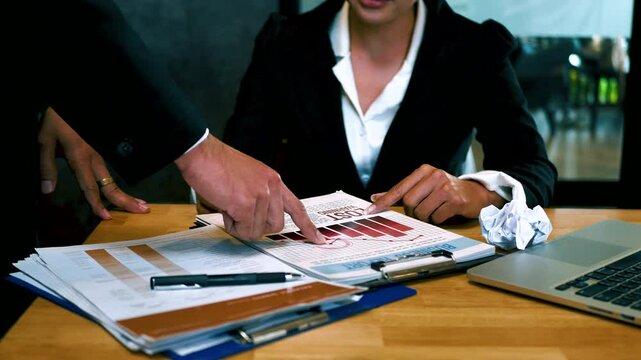 Talking about serious business. Business peoples meeting, discuss about business problem and bad business result. 4K