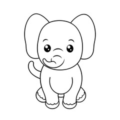 Elephant cartoon line art for children coloring book. coloring page of a cute baby elephant cartoon