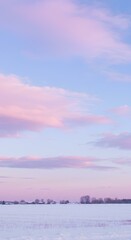 Obraz premium Beautiful Pastel Sky with Rainbow, Clouds and Snow - Perfect for Phone Wallpapers and Social Media Stories Background