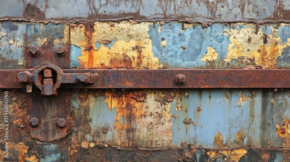 Poster a rusty lock secures a weathered metal gate, symbolizing the quiet decline of urban spaces and the w