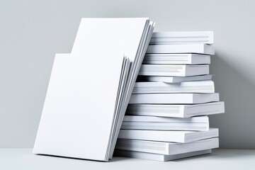 A stack of white books with a white book on top