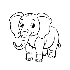 Elephant cartoon line art for children coloring book. coloring page of a cute baby elephant cartoon
