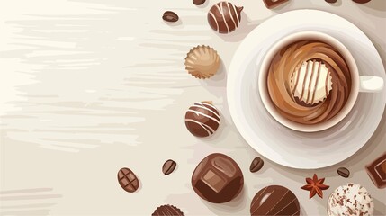 Obraz premium Delicious Gourmet Chocolate Cream Dessert on Coffee Table