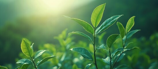 Obraz premium Sunrise Tea Leaves Plantation