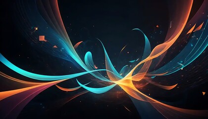 Obraz premium Abstract swirling orange and teal energy forms