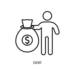 Icon a DEBT, isolated against a clean background.