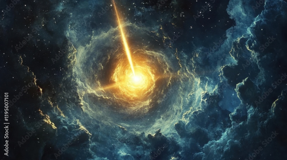 Canvas Prints a view from space to a spiral galaxy and stars. universe filled with stars.