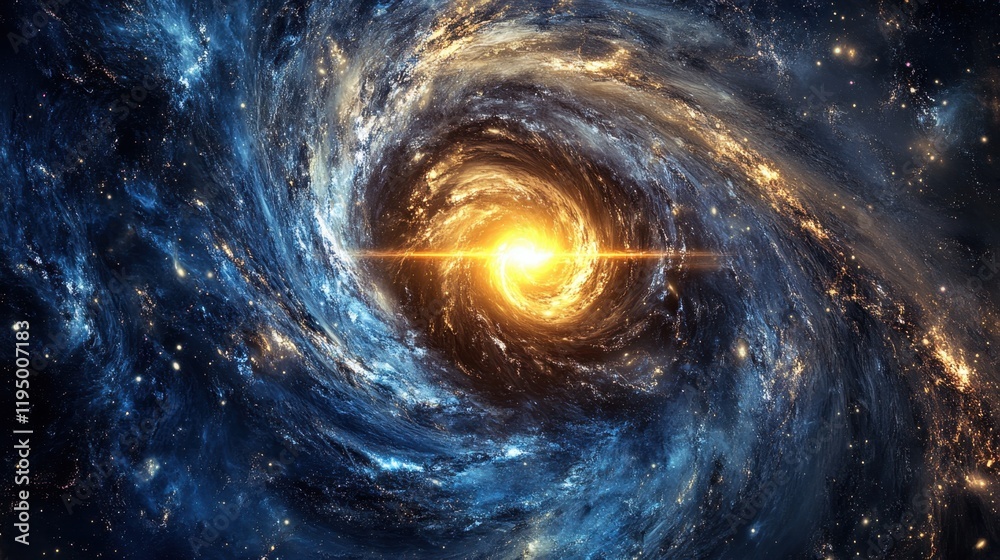 Wall mural a view from space to a spiral galaxy and stars. universe filled with stars.